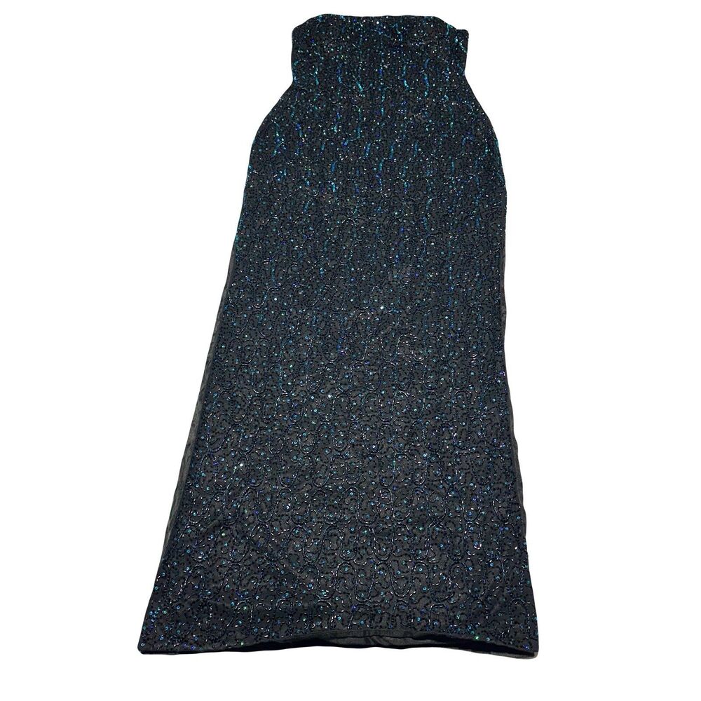 Vintage Riva Designs Silk Strapless Dress Evening Gown Beaded Size 8 RUNS SMALL